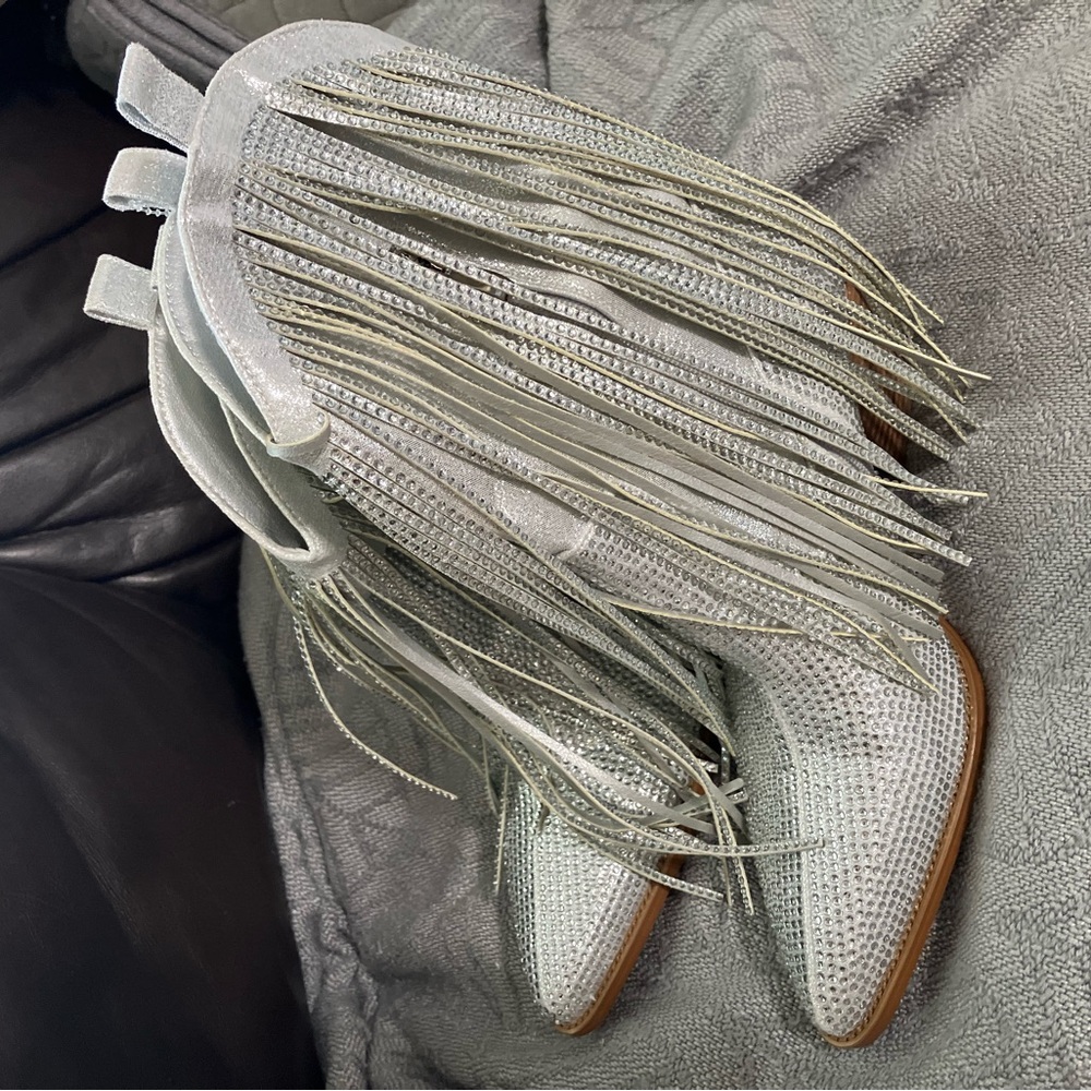 Ouepiano Silver Reinstone Cowgirl Boots